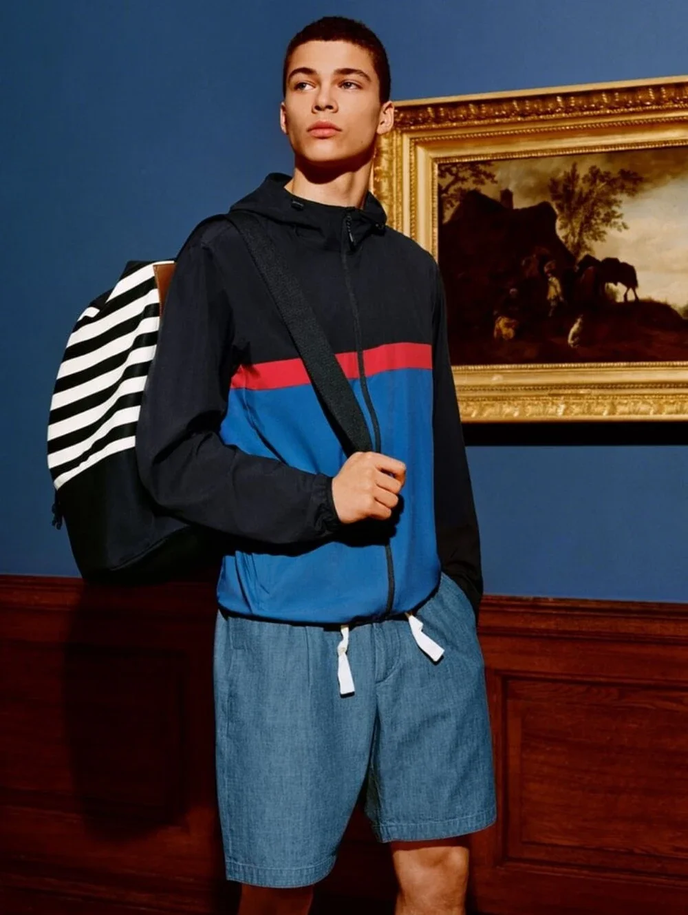 Uniqlo JW Anderson Canvas Sailor Stripe Drawstring Bag